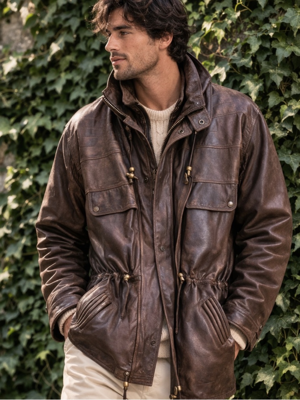 MEN'S VINTAGE Chocolate Leather Jacket, 50